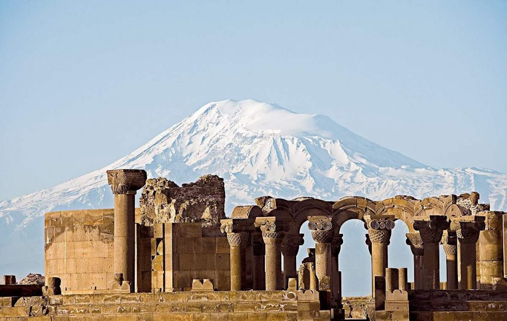 Zvartnots cathedral with Ararat on background