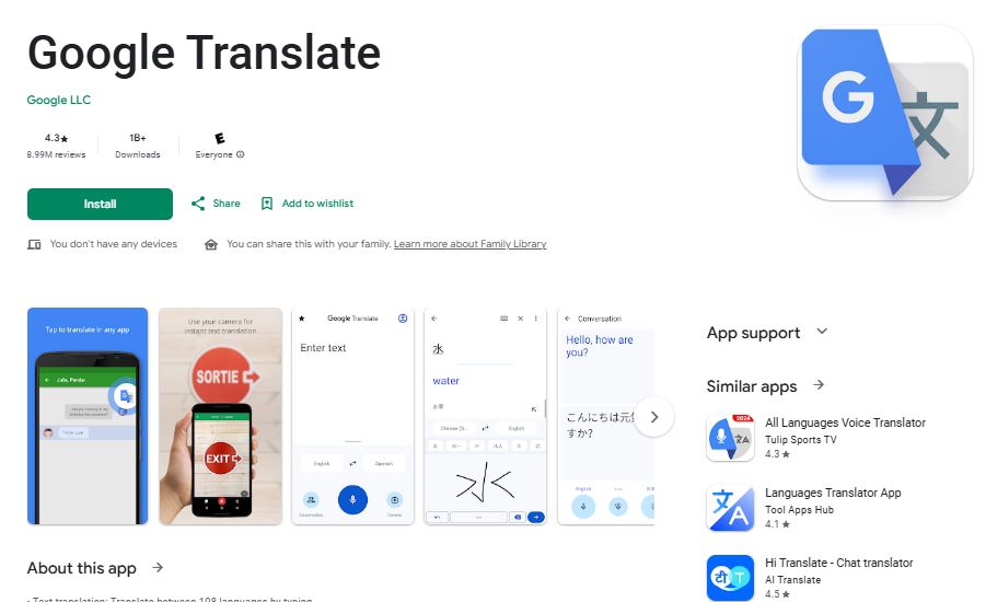 google translate app